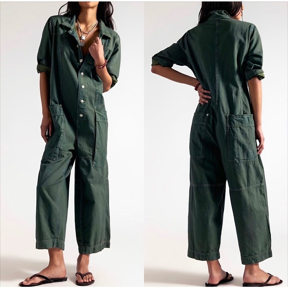 Madepants Originals Utility Jumpsuit Forest Green Cotton Denim